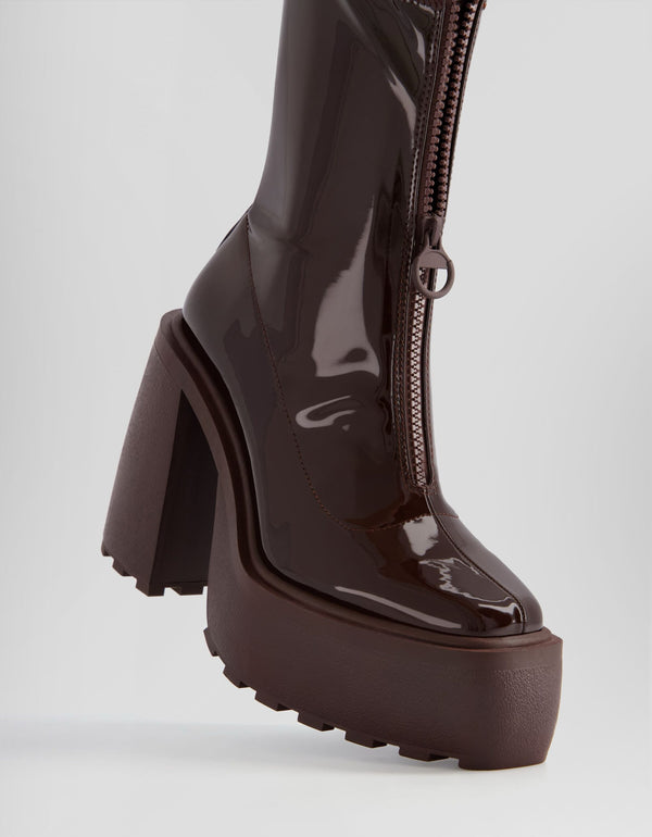 BERSHKA CHUNKY SOLE PLATFORM HEELED BOOT