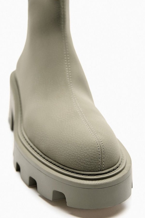 ZARA GREY RUBBERIZED LUG SOLE ANKLE BOOTS
