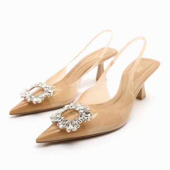 ZARA EMBLISHED DIAMOND CONE HEEL