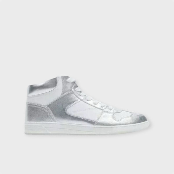 ZARA METALLIC HIGH TOP LEATHER SNEAKERS