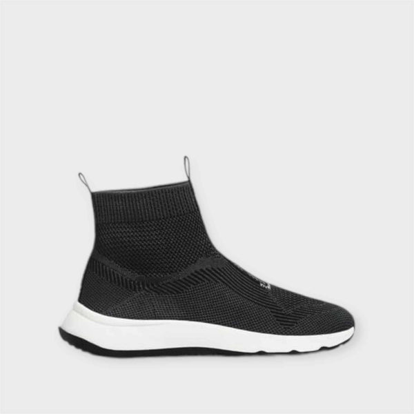 BERSHKA HI-TOP SLIPON - CHARCOAL GREY / WHITE