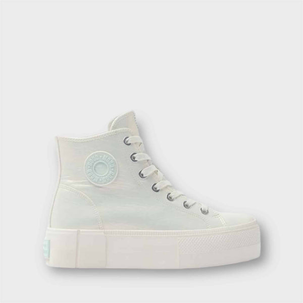 BERSHKA PLATFORM HI-TOP SNEAKER - MINT GREEN / WHITE