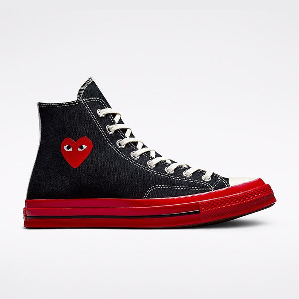 CONVERSE X COMME DES GARÇONS PLAY CHUCK 70 HIGH TOP - BLACK/RED/EGRET A01793C