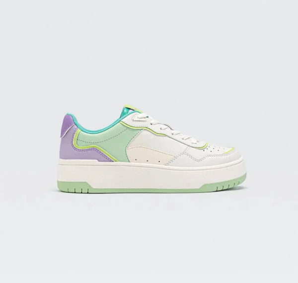 STRADIVARIUS RUNNER SNEAKER-WHITEGREENPURPLE