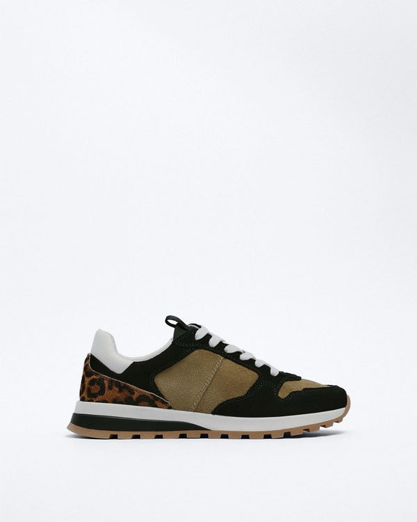 ZARA SUEDE TRAINERS - BLACK / TAN