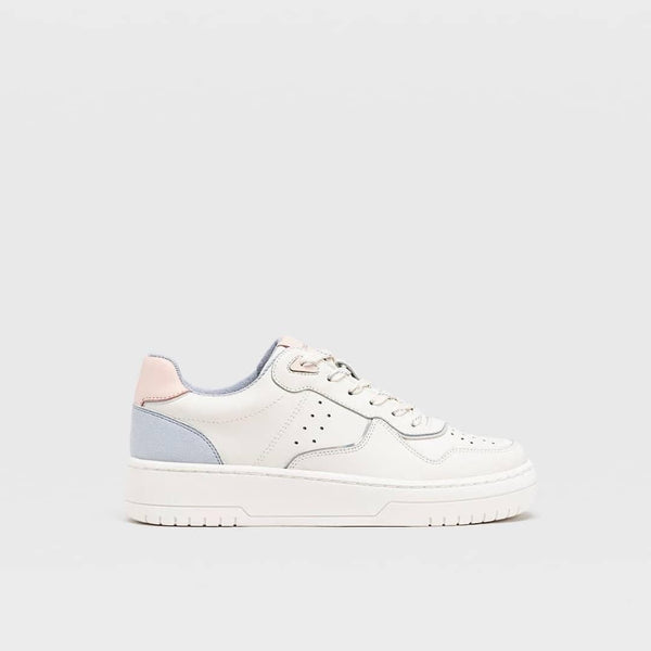 STRADIVARIUS RUNNER SNEAKER-WHITEBLUE WITH PINK CONTRAST