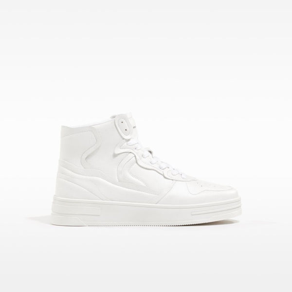 BERSHKA HIGHTOP SNEAKER-WHITE