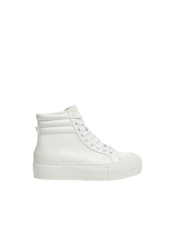 PULL & BEAR HIGHTOP SNEAKER-WHITE