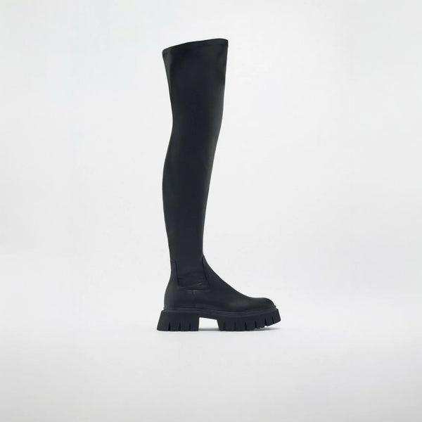 ZARA OVER THE KNEE LUG SOLE BOOTS