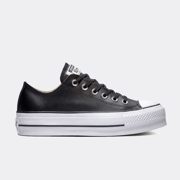 CONVERSE ALL STAR LEATHER PLATFORM LOW TOP - BLACK 561681C