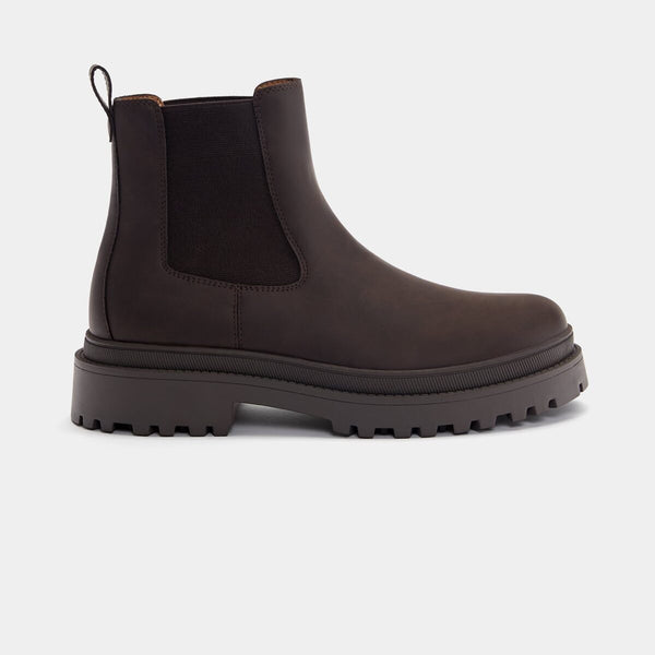 PULL & BEAR VOLUME LEATHER BROWN CHELSEA BOOTS