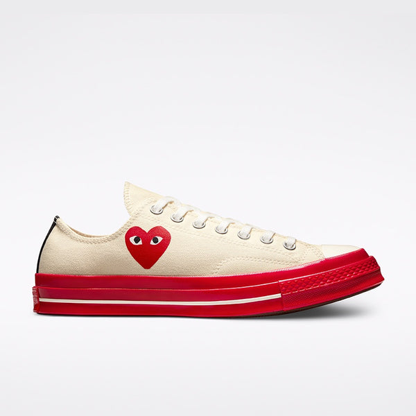 Converse x Comme des Garçons PLAY Chuck 70 Low Top - Pristine/Red/Egret A01796C