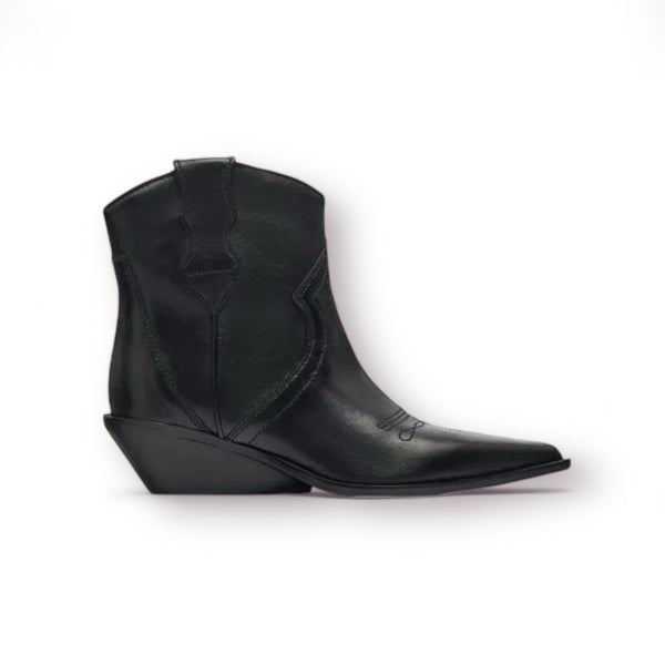 ZARA SHORT SHAFT LEATHER COWBOY ANKLE BOOTS