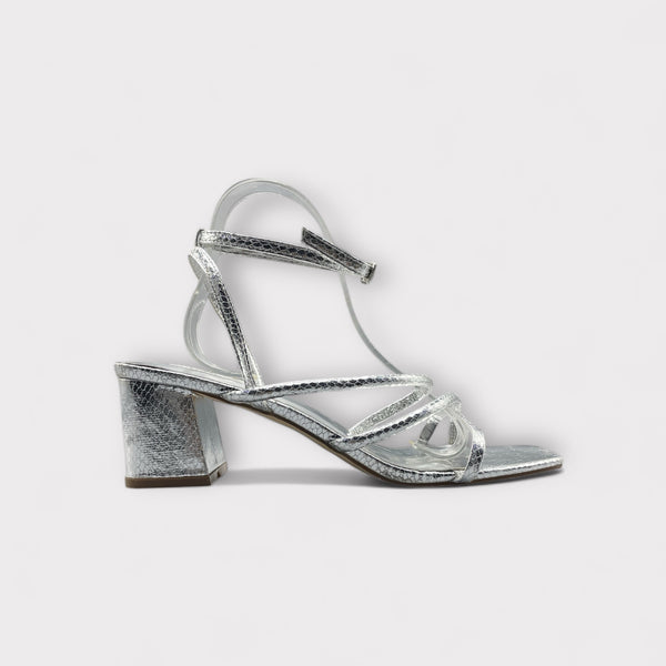 PRIMARK SILVER BLOCK HEEL