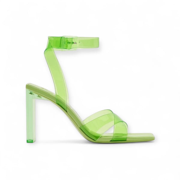 BERSKHA TRANSPARENT GREEN BLOCK HEEL