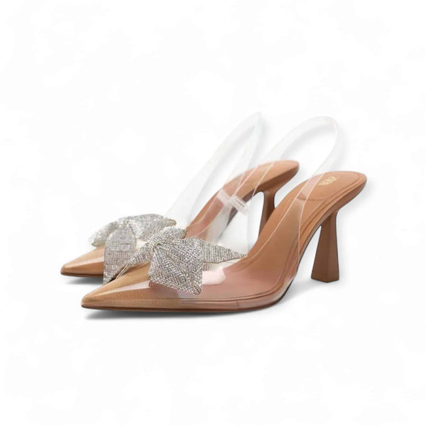 ZARA HIGH-HEEL VINYL SLINGBACK SHOES