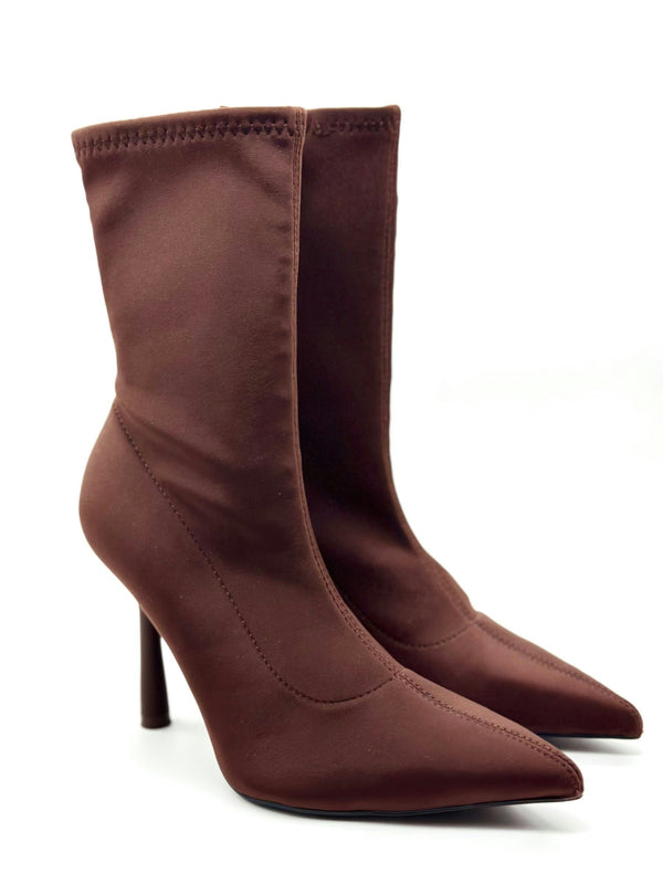 ZARA DARK BROWN CLOTH ANKLE BOOT 3124/011/100