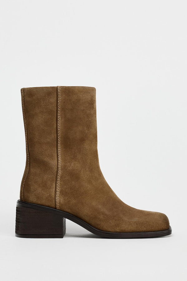 ZARA CHUNKY BLOCK ROUND TOE SIDE ZIP ANKLE BOOT 1135/410/102