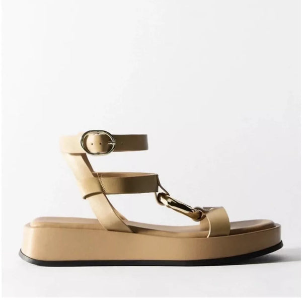 ZARA BEIGE FLAT BACK STRAP