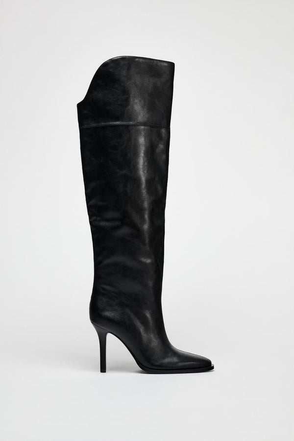 ZARA OVER THE KNEE HEELED BOOT CONE HEEL 2006/510/800