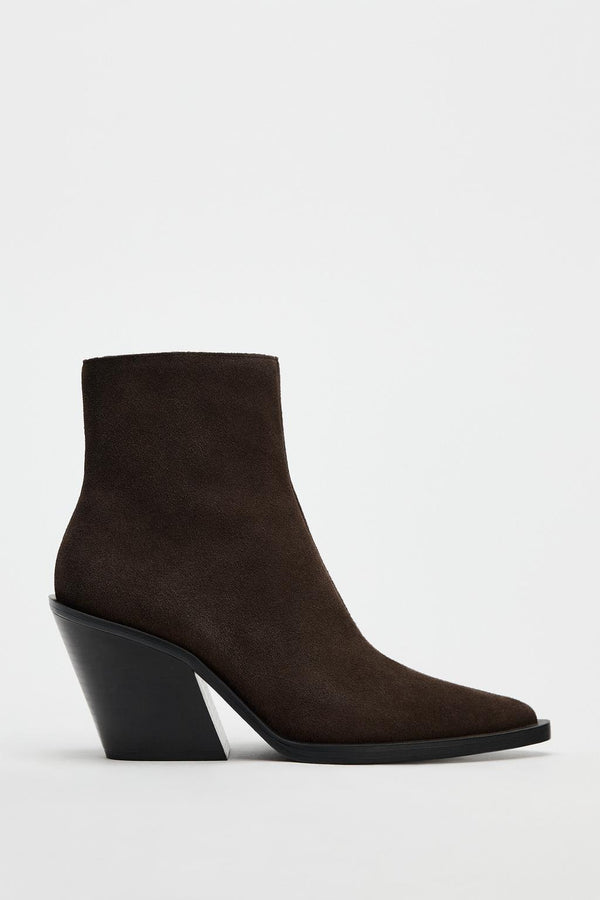 ZARA COW BOY SUEDE DARK BROWN BOOT 3132/410/700