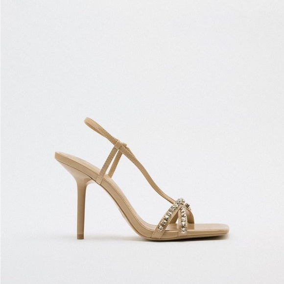 ZARA LUXURY RHINESTONE BACK STRAP HIGH HEEL