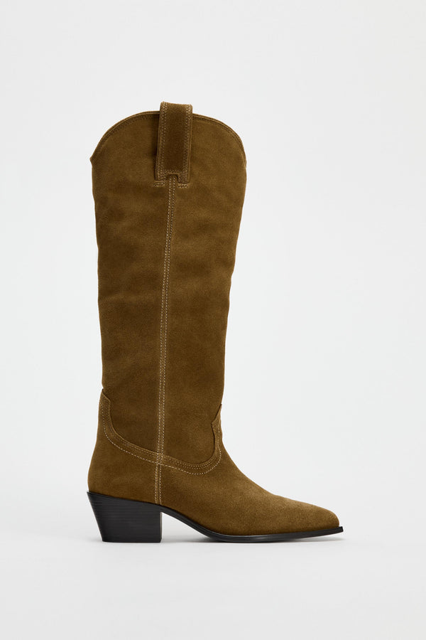 ZARA COWBOY BOOT BROWN SUEDE 2057/410/107