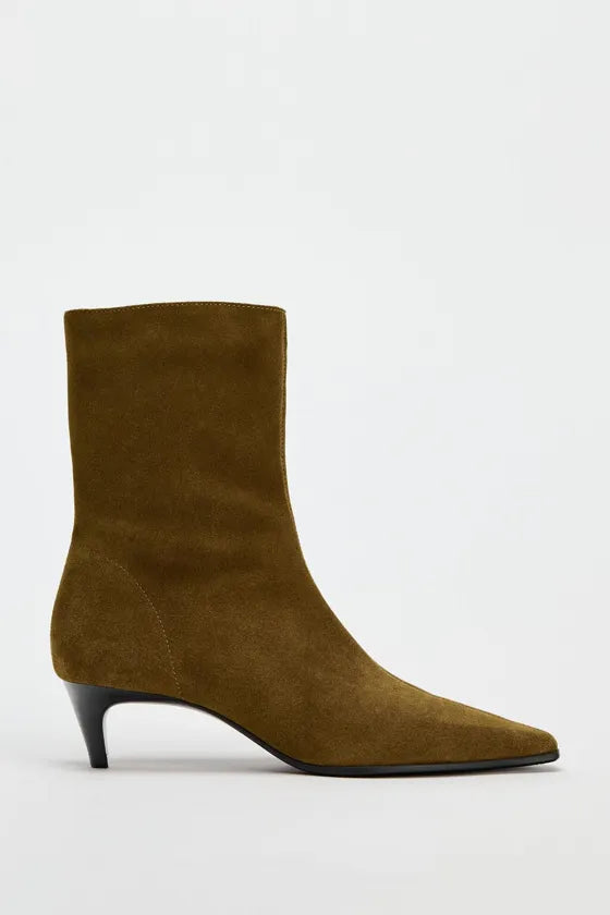 ZARA CONE HEEL SUEDE ANKLE BOOT 1112/410/517