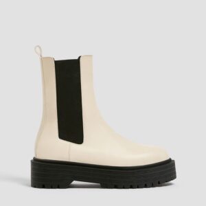 Pull & Bear Chunky Chelsea Ivory Boots