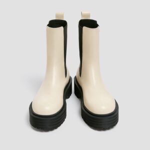 Pull & Bear Chunky Chelsea Ivory Boots