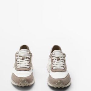 Massimo dutti White Leather Sneakers With Contrast Trims