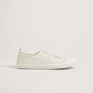 Oysho fabric lace-up pumps in white