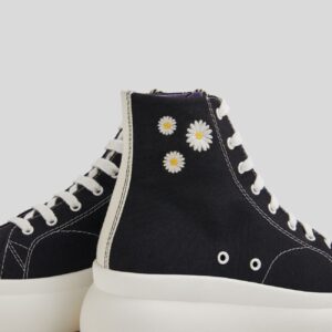 BERSHKA PLATFORM HIGH-TOP SNEAKERS WITH EMBROIDERY