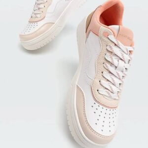 Stradivarius white and pink contrast sneaker