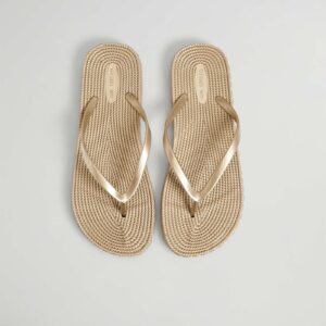 Oysho Gold textured beach slippers