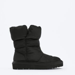 ZARA QUILTED LOW HEEL ANKLE BOOTS