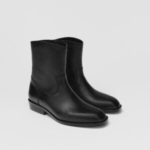 ZARA LEATHER COWBOY ANKLE BOOTS