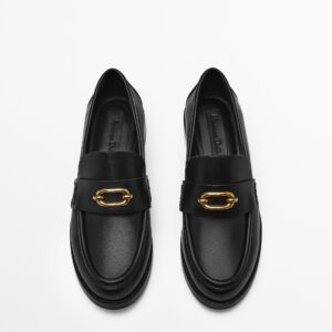 MASSIMO DUTTI LEATHER LOAFERS WITH METAL APPLIQUÉ