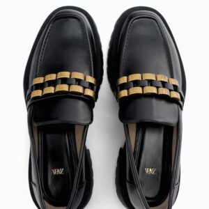 ZARA EMBELLISHED LOAFERS WITH TRACK SOLE