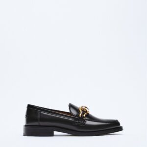 ZARA FLAT LEATHER LOAFERS WITH DECORATION